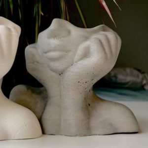Woman’s body face vase holder planter pot